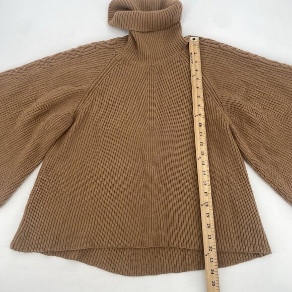 Anthropologie Size XS/S Petite Kali Poncho Sweater Brown Oversized Cable Knit - Picture 6 of 13